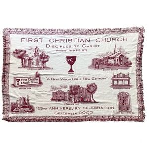 2000s “First Christian Church of Garland, Texas” Cotton Blanket Throw 48”X69”